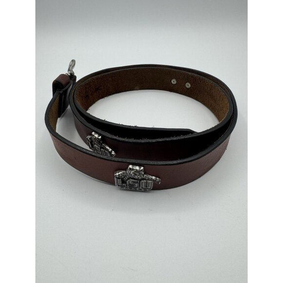 Vintage LSU Tigers Belt Mens 40 Brown Genuine Leather Football Gameday 90s Y2K - Picture 1 of 5